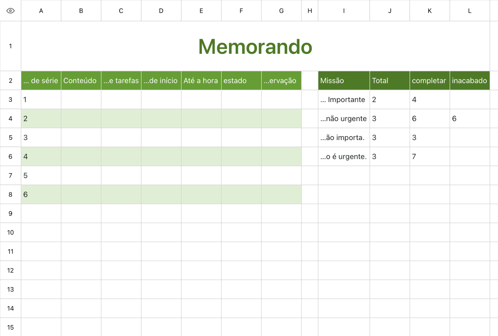 Limpar o Memorando